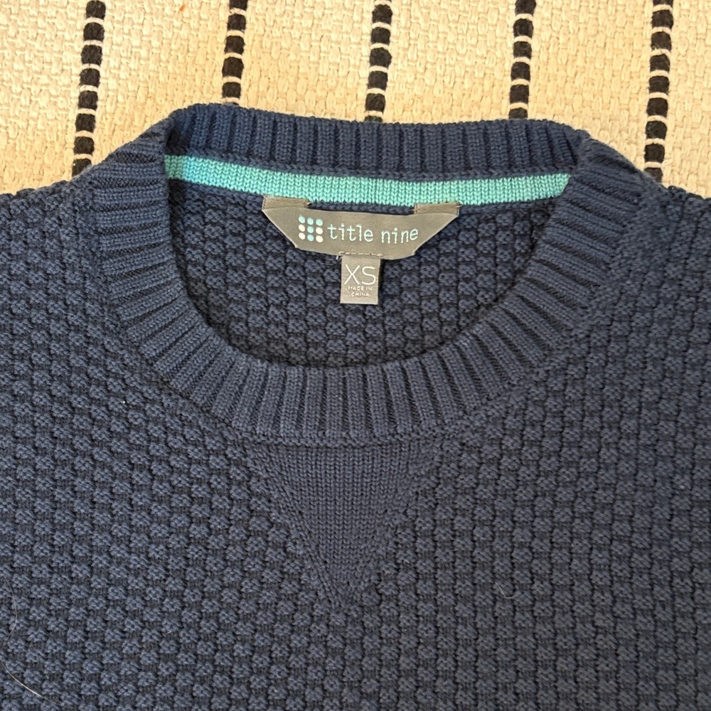 Title Nine Textured Navy Crewneck Sweater
